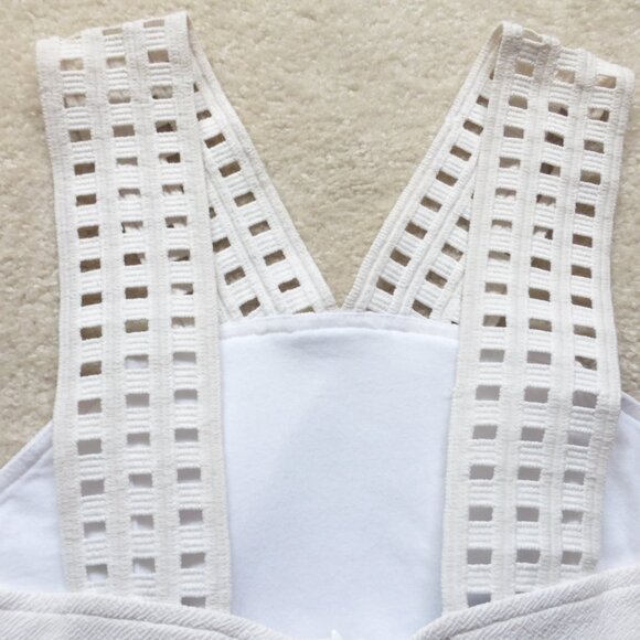 BEBE white peplum top with thick straps and small cut out details - Picture 12 of 13